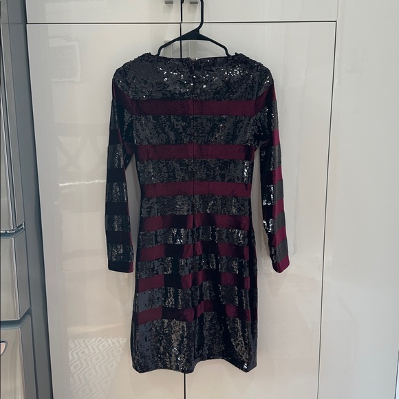 REISS Selene-Striped Velvet Dress - Picture 3 of 7